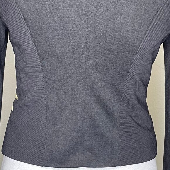 Shinestar Black Cropped Moto Blazer Gold Zipper Accent Open Front Size Large - Picture 4 of 8